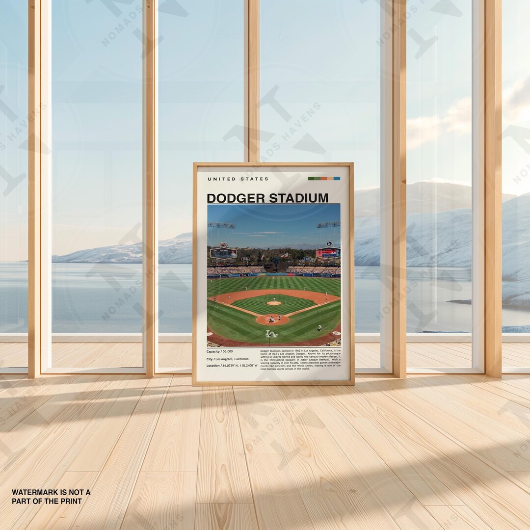 Dodger Stadium Print, Dodger Stadium Poster, Dodger Stadium Wall Art ...