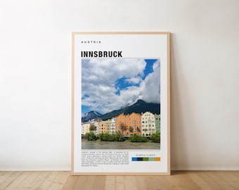 Impresión de Innsbruck, póster de viaje, arte de Innsbruck, póster de Innsbruck, foto de Innsbruck, impresión de póster de Innsbruck, póster de Austria, arte urbano de Innsbruck