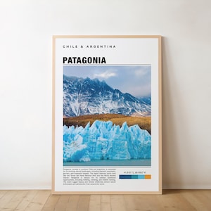 Impression de la Patagonie, art de la Patagonie, affiche de la Patagonie, photo de la Patagonie, impression de l&#39;affiche de la Patagonie, peinture de la Patagonie, affiche de voyage en Argentine, oeuvre d&#39;art