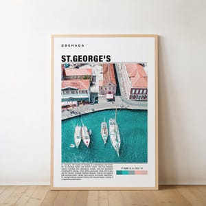 St. George&#39;s Print – Grenada Poster, Coastal Town, Travel Art, Colorful Harbor, Tropical Vibes, Scenic Views, Island Charm, Sunset Glow