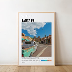 Santa Fe Print - USA Poster, Travel Wall Art, Cityscape Print, Scenic Art, Southwest Decor, Historic Landmark, New Mexico View, Travel Print