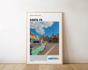 Arte de parede do sudoeste americano, paisagem urbana de Santa Fé, estilo adobe (impressão digital)