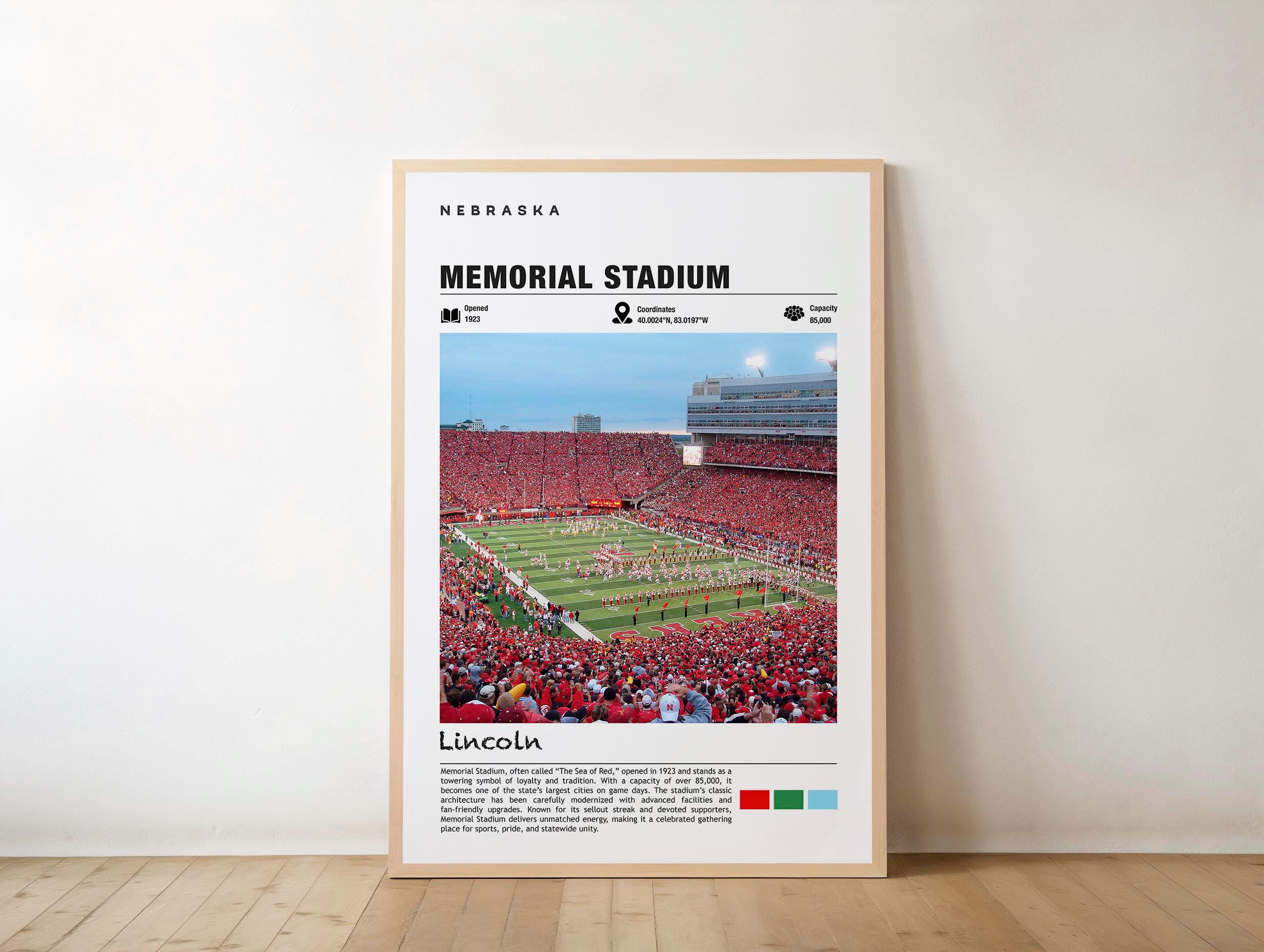 Memorial Stadium Print – Nebraska Poster, Lincoln Views, Stadium Art, Urban Charm, Football Arena, Sports Venue, City Print, Lincoln Poster