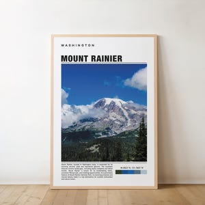 Póster de viaje del Monte Rainier, Impresión del Monte Rainier, Arte mural del Monte Rainier, Póster vintage del Monte Rainier, Foto del Monte Rainier, Montañas de EE. UU.