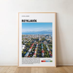 Impresión de Reikiavik, póster de Reikiavik, arte mural de Reikiavik, impresión de viaje de Reikiavik, impresión artística de Reikiavik, obra de arte de Reikiavik, impresión artística de Islandia
