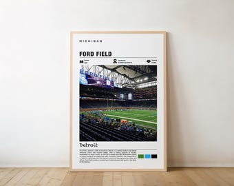Ford Field Print – Michi Poster, Detroit Ansichten, Stadion Kunst, Charme von Motor City, Ford Beauty, Sportstätte, Urbane Szene, Detroit Poster