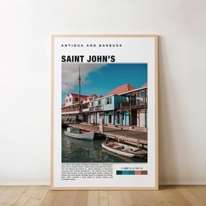 St. John&#39;s Print – Antigua Poster, Coastal City, Travel Art, Scenic Views, Tropical Vibes, Historic Charm, Ocean Breeze, Sunset Glow