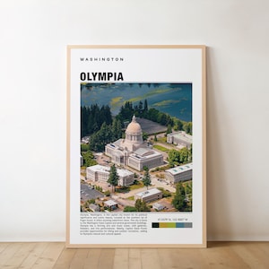 Olympia Print - Travel Poster, Washington Art, Scenic Views, Historic City, State Capitol, Vibrant Culture, Waterfront Charm, Northwest Vibe