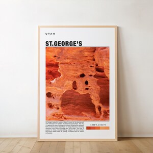 St. George&#39;s Print – Utah Poster, Desert City, Travel Art, Red Rock Views, Scenic Beauty, Warm Vibes, Outdoor Escape, Tranquil Mood