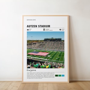 Autzen Stadium Print – Oregon Poster, Eugene Views, Stadium Art, Urban Charm, Football Arena, Sports Venue, City Landmark, Eugene Poster