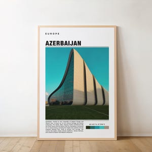 Impresión de Azerbaiyán, póster de viaje, arte de Azerbaiyán, póster de Azerbaiyán, foto de Azerbaiyán, impresión de póster de Azerbaiyán, decoración de pared de Azerbaiyán, Bakú