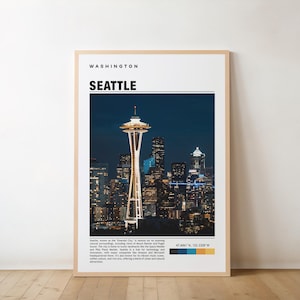 Seattle-afdruk, Seattle-kunst, Seattle-poster, Seattle-foto, Seattle-posterafdruk, Seattle-schilderij, Washington-reisposter, Seattle City