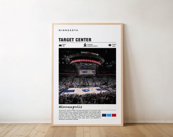Target Center Basketball Poster, Minneapolis Arena (Digital & Printed Sizes)