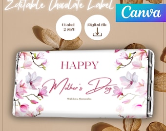 Floral Mother's Day Chocolate Bar Wrapper: Editable Printable (Digital Download)