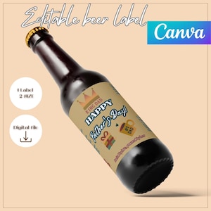 Editable Father’s Day Beer Label, Custom Canva Template, King Dad Gift Design, Personalized Beer Bottle Sticker, Digital Download