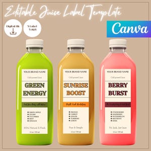 Editable Juice Bottle Label Template: Canva Design (Digital Download)