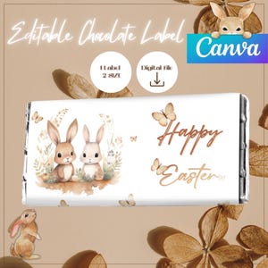 Editable Easter Chocolate Bar Wrapper | Bunny Candy Label | Printable Chocolate Label for Easter Gifts | Digital Download