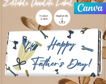 Personalized Father's Day Chocolate Bar Wrapper: Editable Candy Label (Digital Download)
