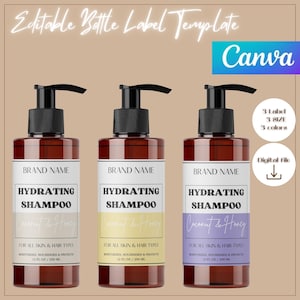 Shampoo Bottle Label Template | 6 Color Variations | Perfect for Shampoo, Body Wash, and Lotion Bottles | Canva Template | Digital Download
