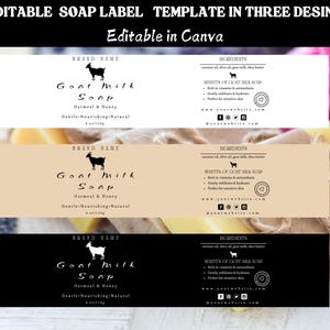 Modelli di etichette modificabili per sapone al latte di capra - Etichette personalizzabili per prodotti fatti a mano
