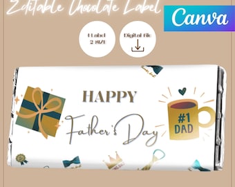 Personalized Father's Day Chocolate Bar Wrapper: Editable Candy Label (Digital Download)
