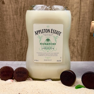 Handmade Rum Punch Scented Candle: Upcycled Appleton Estates Bottle