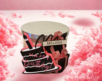 Personalized 3D Birthday Cake Candle | Custom Name, 14oz Scented Keepsake Gift