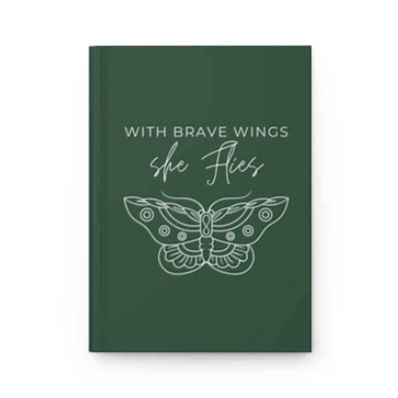 Hardcover journal Notebook Gift idea With Brave Wings She Flies Multiple color options image 1