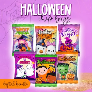 Halloween Chip Bags, Halloween CandyBags, Candy bag, Instant Download, Digital Bundle, Trick or Treat, Spooky, Witch, ready to print