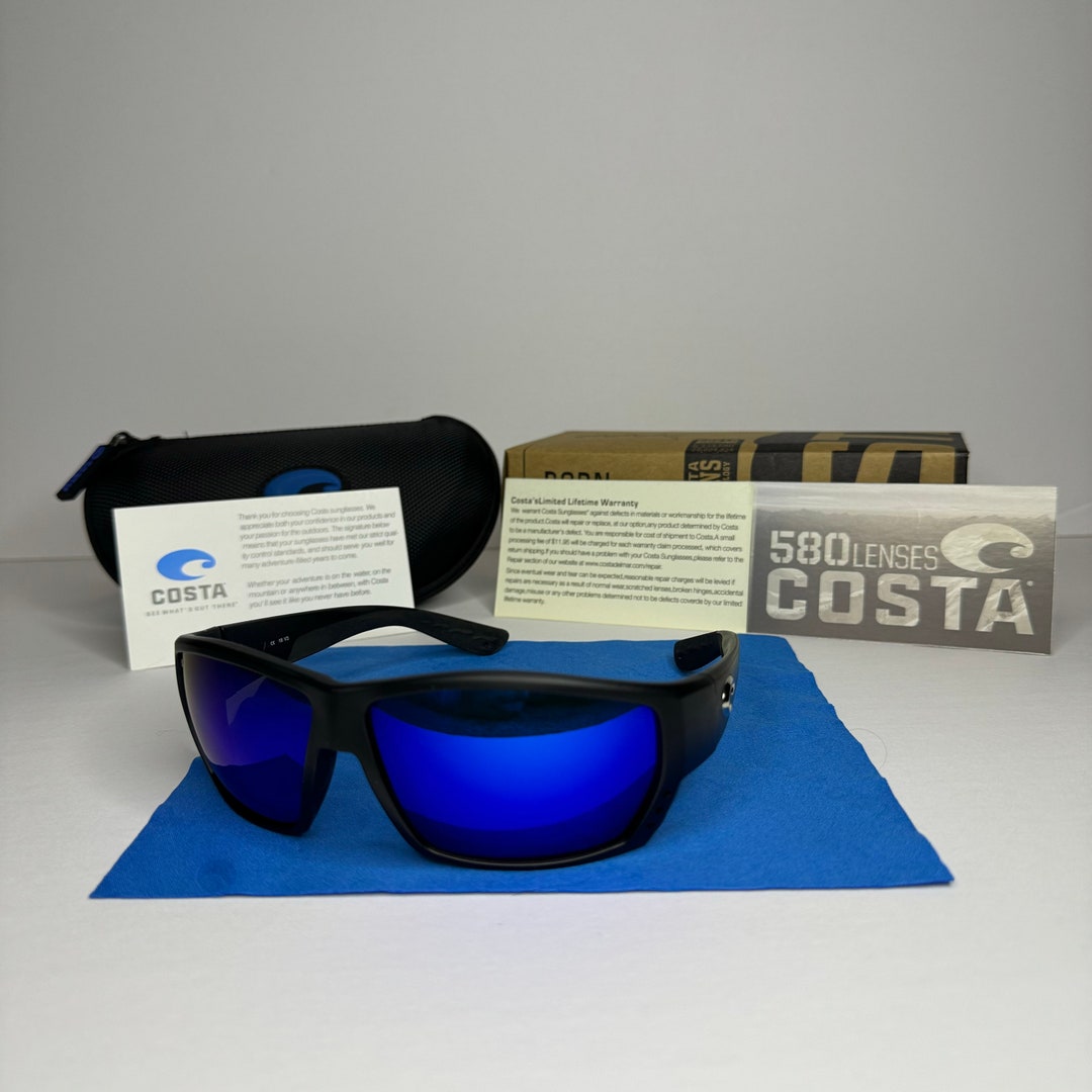 Costa Del Mar Tuna Alley Sunglasses Polarized 580P Lenses Blue/black Etsy