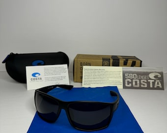 Óculos de Sol Costa Del Mar Reefton - Lentes Polarizadas 580P Preto/Preto