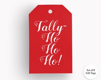 Tally-Ho Ho Ho Equestrian Holiday Gift Tag Set: Gift Wrap Hang Tags, Christmas Horse Gift Tags, Fox Hunting Gifts for Horse Lovers, THX XM