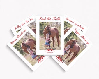 Dainty Bow Custom Photo Holiday Cards: Flat and Folded Personalized Greeting Card and Notecard Sets, Equestrian-themed and General