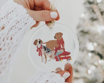 Custom Personalized Pet Portrait Glass Christmas Ornament: Keepsake Dog, Cat or Horse Ornament