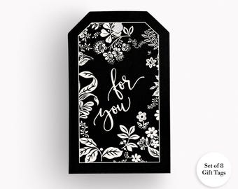 Fox & Hound Toile Gift Tag Set: Fox Hunting Gift Wrap Hang Tags, Floral Equestrian Gifts for Horse Lovers, FNH XFH