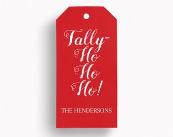 Custom Tally-Ho Ho Ho Equestrian Holiday Gift Tag Set: Personalized Christmas Horse-Themed Fox Hunting Tags THC XM CSX