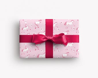 Heart Horses Wrapping Paper: Horse-Themed Equestrian All Occasion Gift Wrap Sheets and Sets, VH