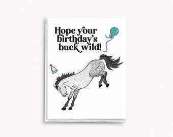 Party Ponies Grey Horse Buck Wild Equestrian Birthday Cards: Funny Horse and Pony-Themed Greeting Cards and Card Sets, PP, PPX, CSX