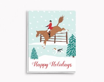 Jumping Hunter Equestrian Holiday Cards: Fox Hunting & Horse Themed Christmas Greeting Cards and Card Sets, WW XM CSX