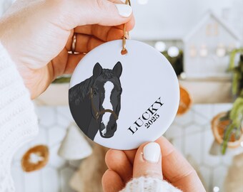 Custom Personalized Pet Portrait Ceramic Christmas Ornament: Keepsake Dog, Cat or Horse Ornament