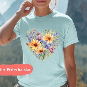 Weiches Gärtner Wildblumen T-Shirt, Botanisches Frühlings-T-Shirt, Müsli Mädchen Ästhetische Kleidung