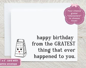 Funny Cheese Grater Birthday Card for Husband, Boyfriend (4x6 with Envelope)