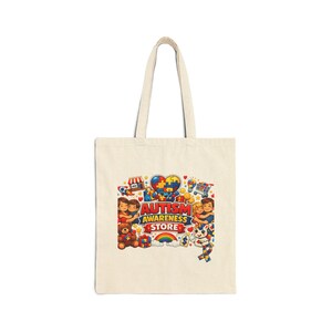 Borsa tote/borsa shopper in tela con motivo a puzzle colorato a forma di cuore per la sensibilizzazione sull'autismo.