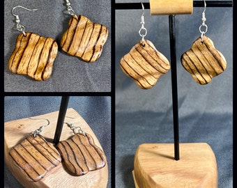 Zebrawood Wood Earrings - Solid Wood