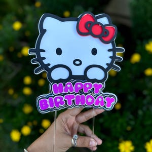 Pink Kitty Happy Birthday - Cake Topper