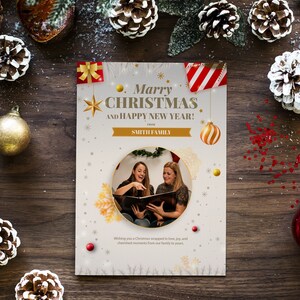 Biglietto di Natale per la famiglia personalizzato / Design digitale personalizzato 5x7 / Saluti festivi