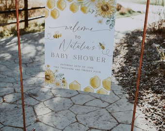 Mama to Bee Baby Shower Welcome Sign: Editable Bee Baby Shower Welcome Sign (Digital and Printable)