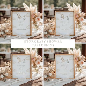 Gender Neutral Stork Baby Shower Table Signs | Editable Special Delivery Stork Baby Shower Signs | Printable & Digital Stork Baby Shower