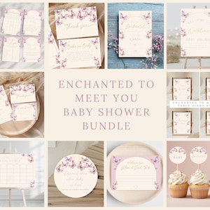 Enchanted to Meet You Baby Shower Bundle | We&#39;re Enchanted to Meet You Butterfly Baby Shower Evite | Printable & Digital Butterfly Theme