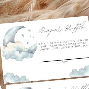 Ti amiamo fino alla luna e ritorno Biglietto per la lotteria di pannolini per baby shower / Modificabile Per la luna e ritorno Biglietto per lotteria di pannolini per baby shower / Baby shower stellato